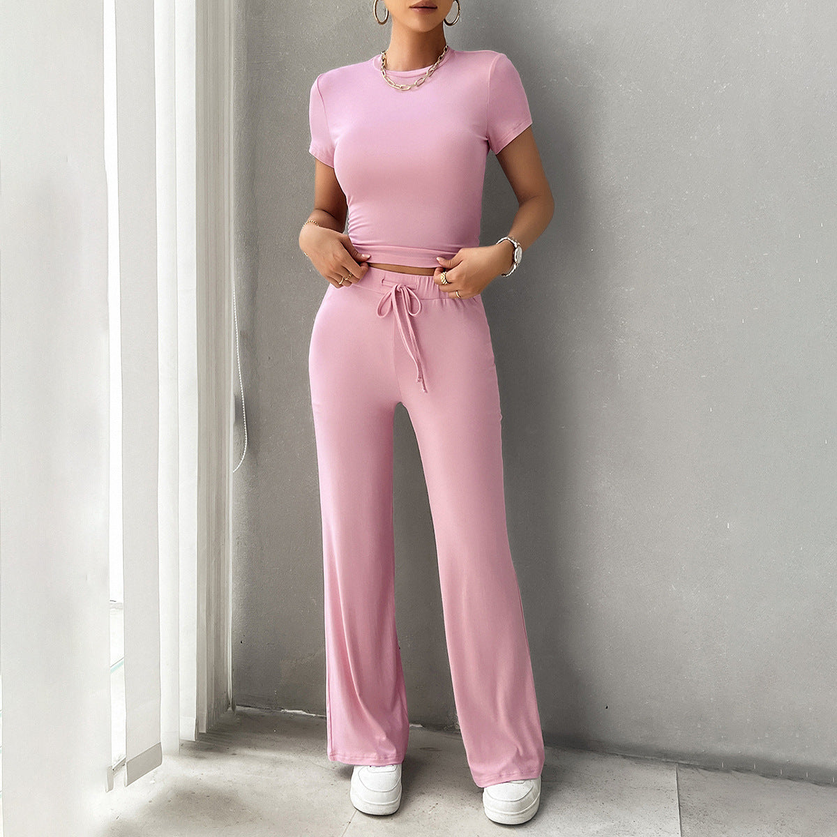 Image of Dagny | Dame Cropped Bukser med Brede Ben Sæt
