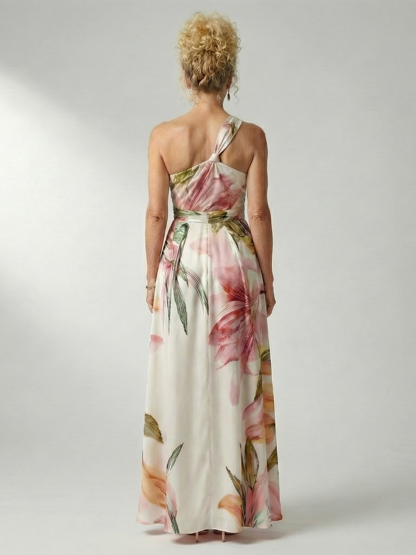 Dame A-line maxikjole med halterneck