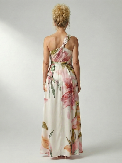 Dame A-line maxikjole med halterneck