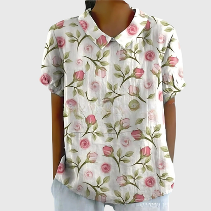 Dame bluse med knaplukning
