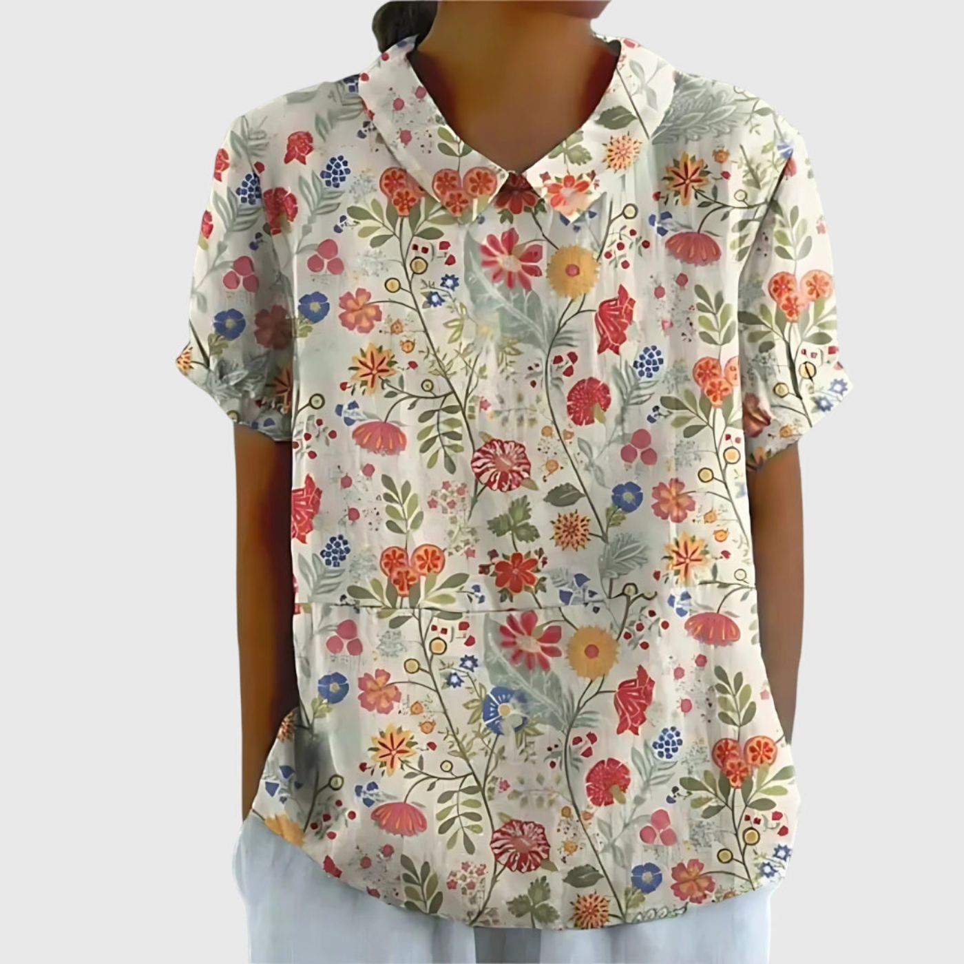 Dame bluse med knaplukning