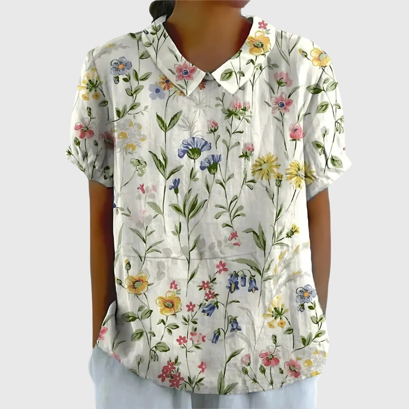 Dame bluse med knaplukning