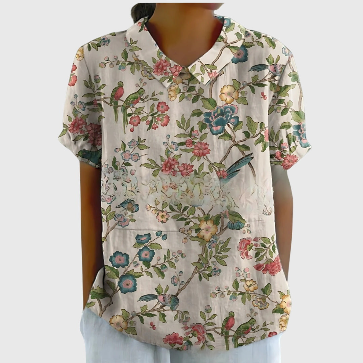 Dame bluse med knaplukning