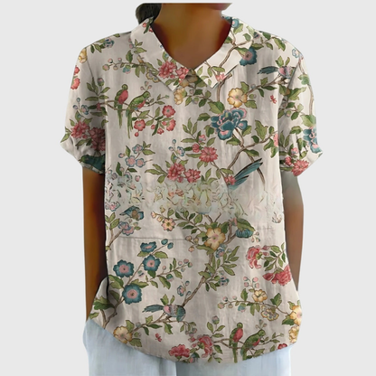 Dame bluse med knaplukning
