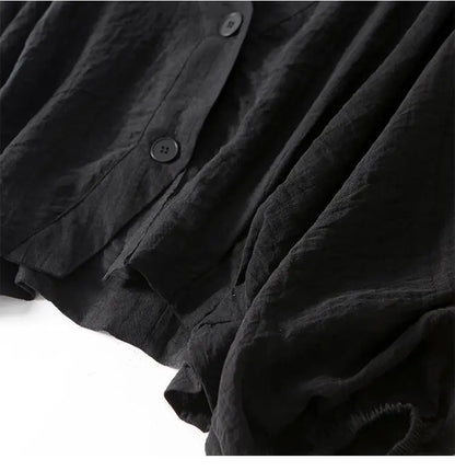 Dame cropped bluse i hør