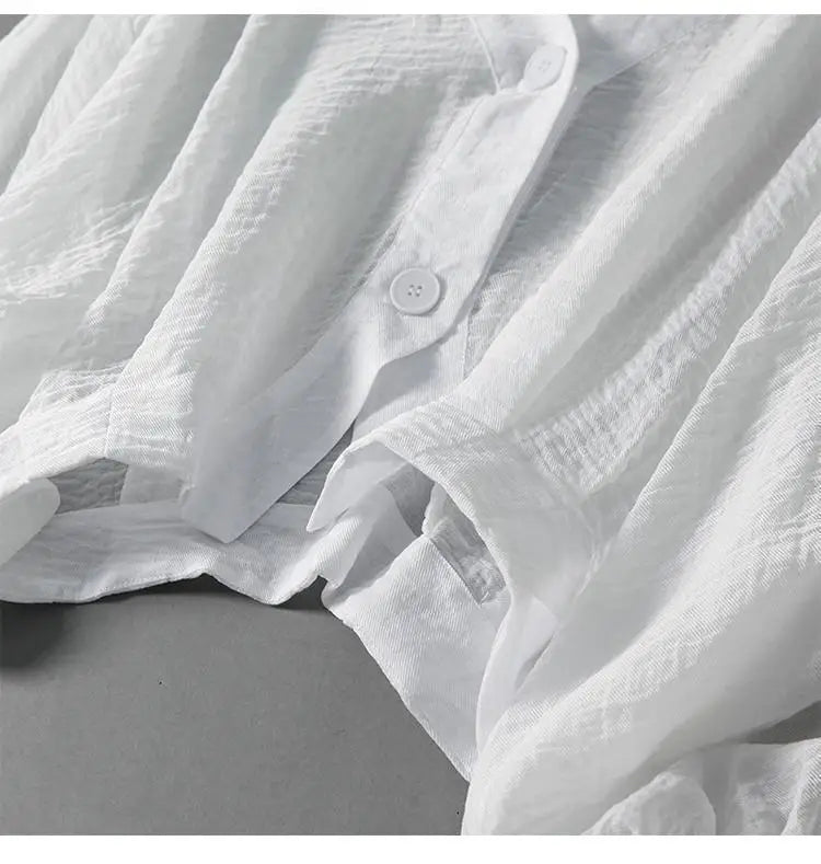 Dame cropped bluse i hør