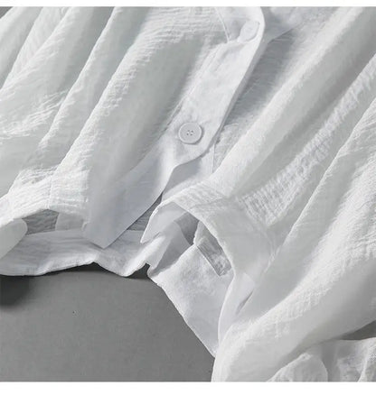 Dame cropped bluse i hør