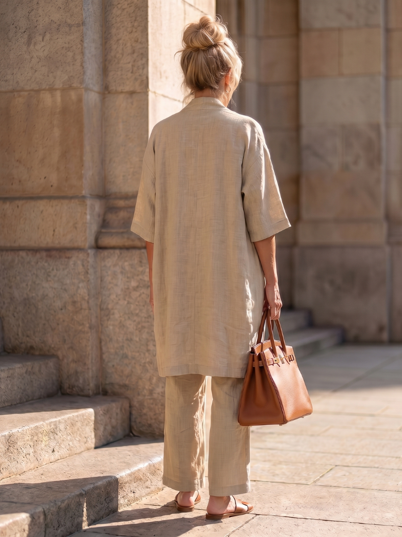 Dame cropped kimono bukse sæt