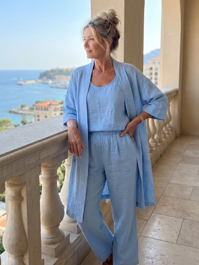 Dame cropped kimono bukse sæt