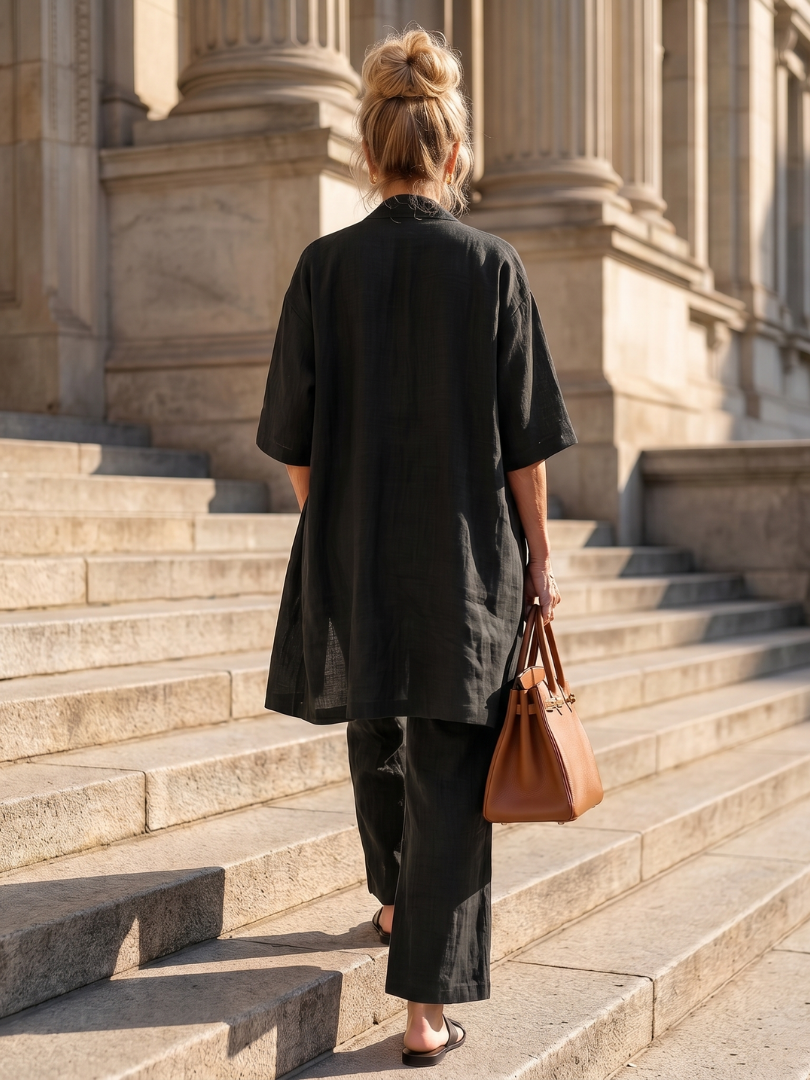 Dame cropped kimono bukse sæt