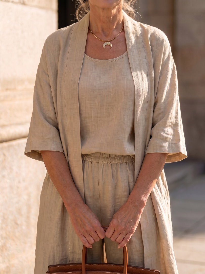Dame cropped kimono bukse sæt
