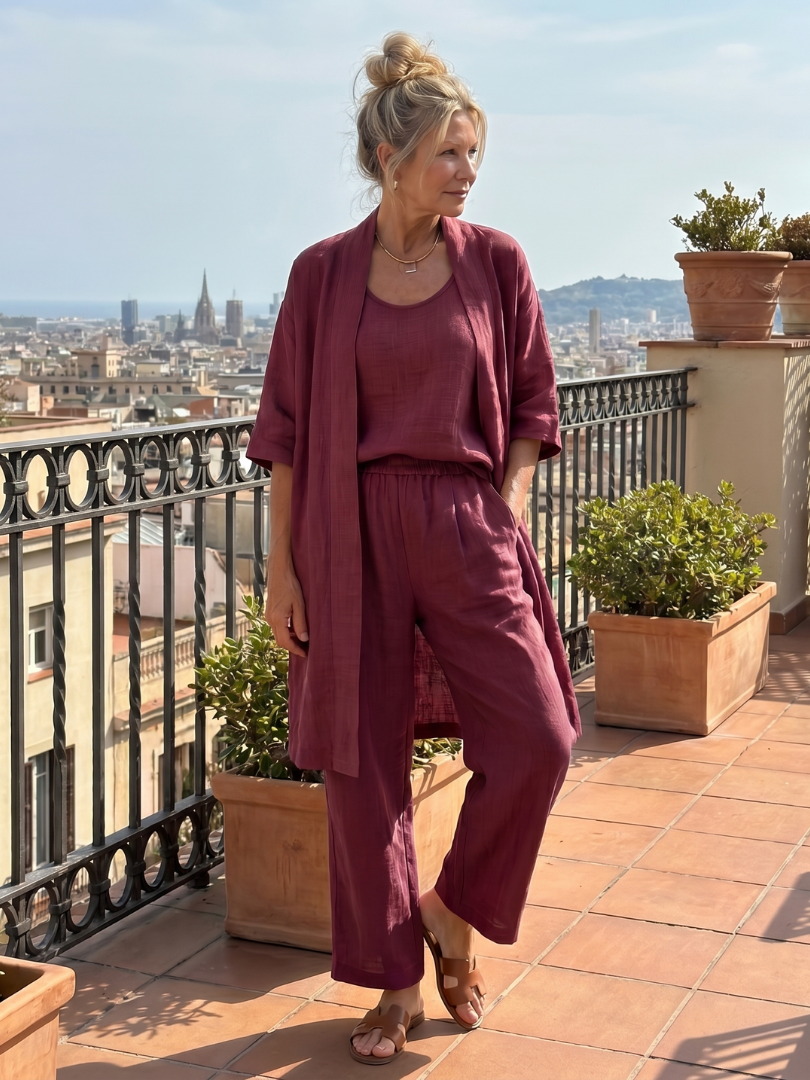 Dame cropped kimono bukse sæt