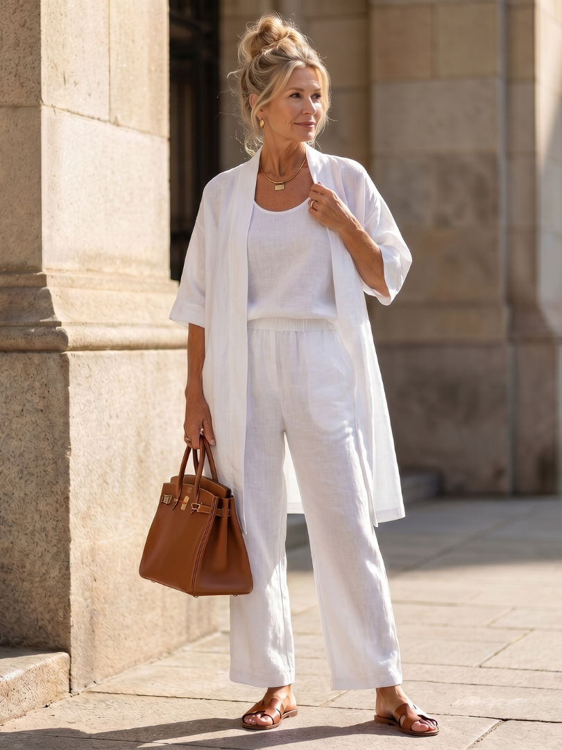 Dame cropped kimono bukse sæt