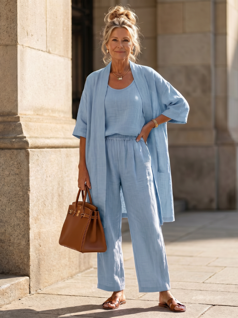 Dame cropped kimono bukse sæt