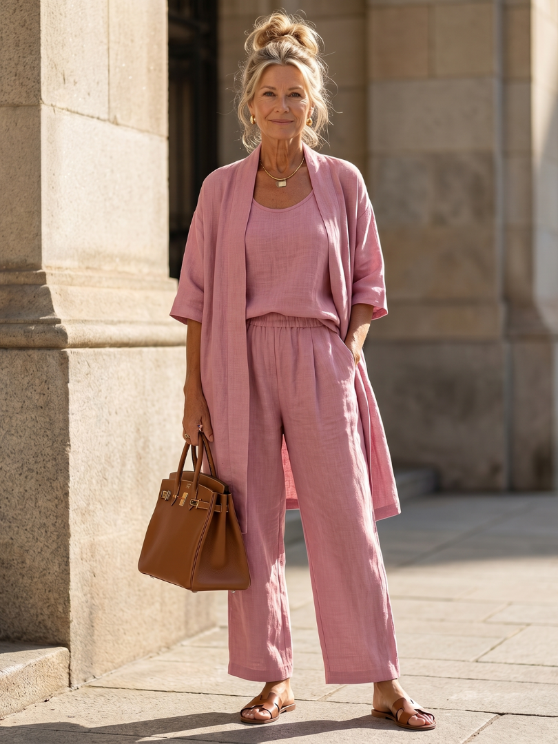Dame cropped kimono bukse sæt