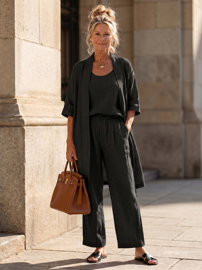 Dame cropped kimono bukse sæt