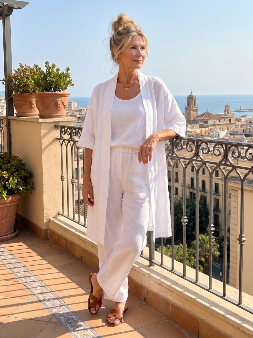Dame cropped kimono bukse sæt
