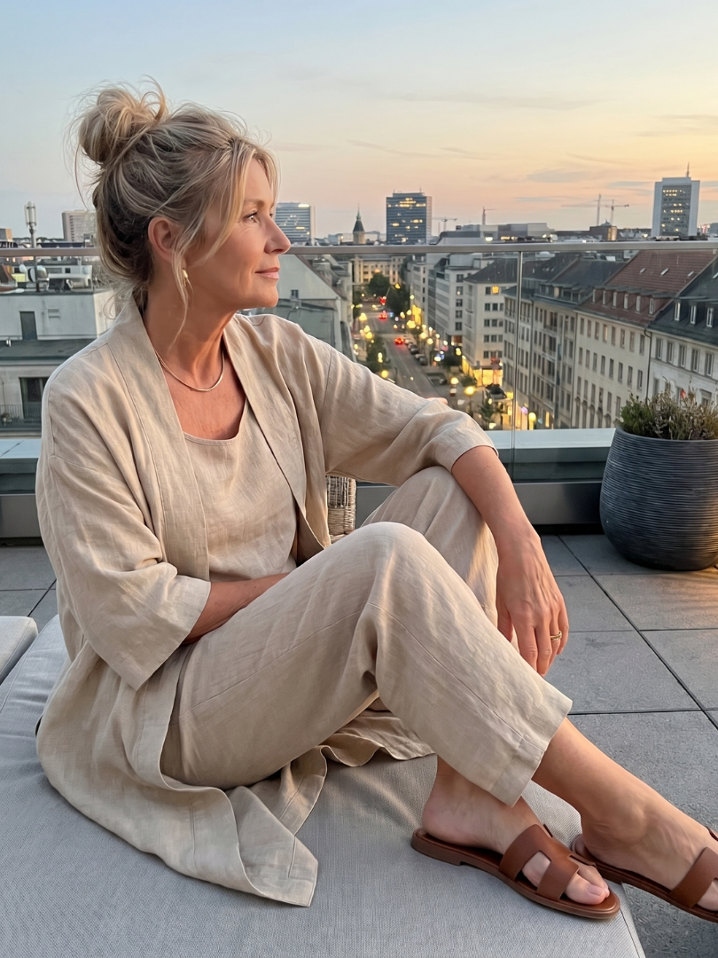 Dame cropped kimono bukse sæt