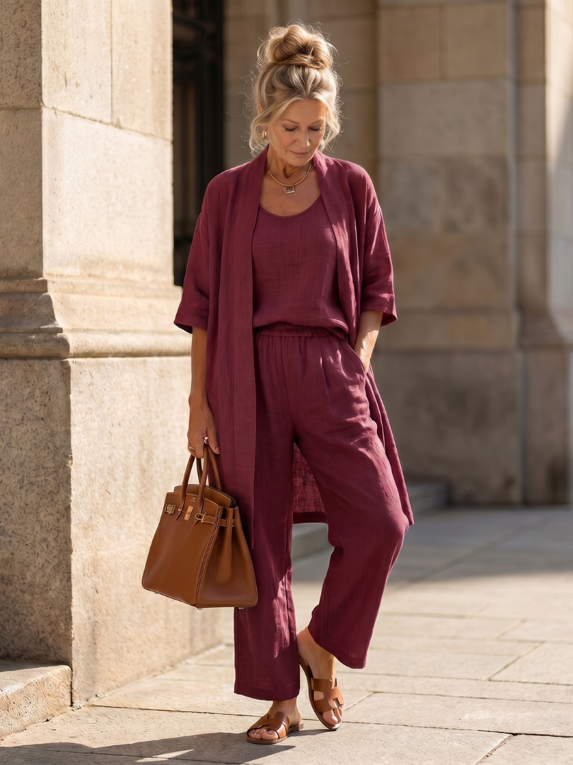 Dame cropped kimono bukse sæt
