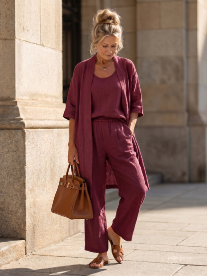 Dame cropped kimono bukse sæt