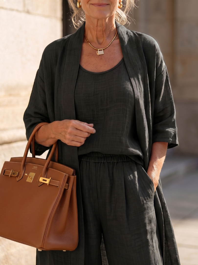 Dame cropped kimono bukse sæt