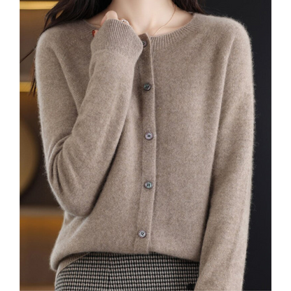 Dame O-hals Cardigan med Elegant Design