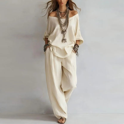 Dame palazzo sæt med off-shoulder design