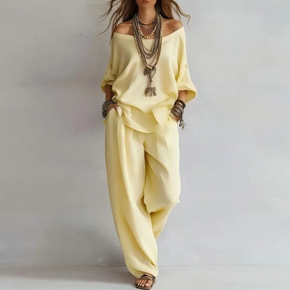 Dame palazzo sæt med off-shoulder design