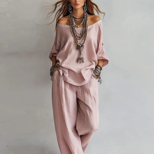 Dame palazzo sæt med off-shoulder design