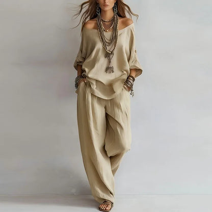 Dame palazzo sæt med off-shoulder design