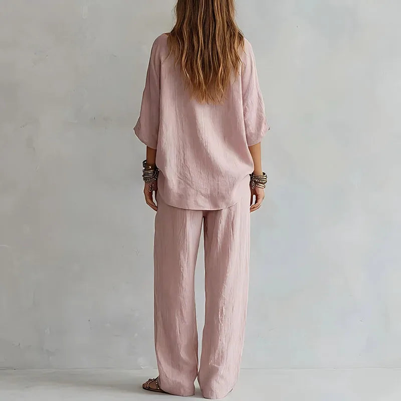 Dame palazzo sæt med off-shoulder design