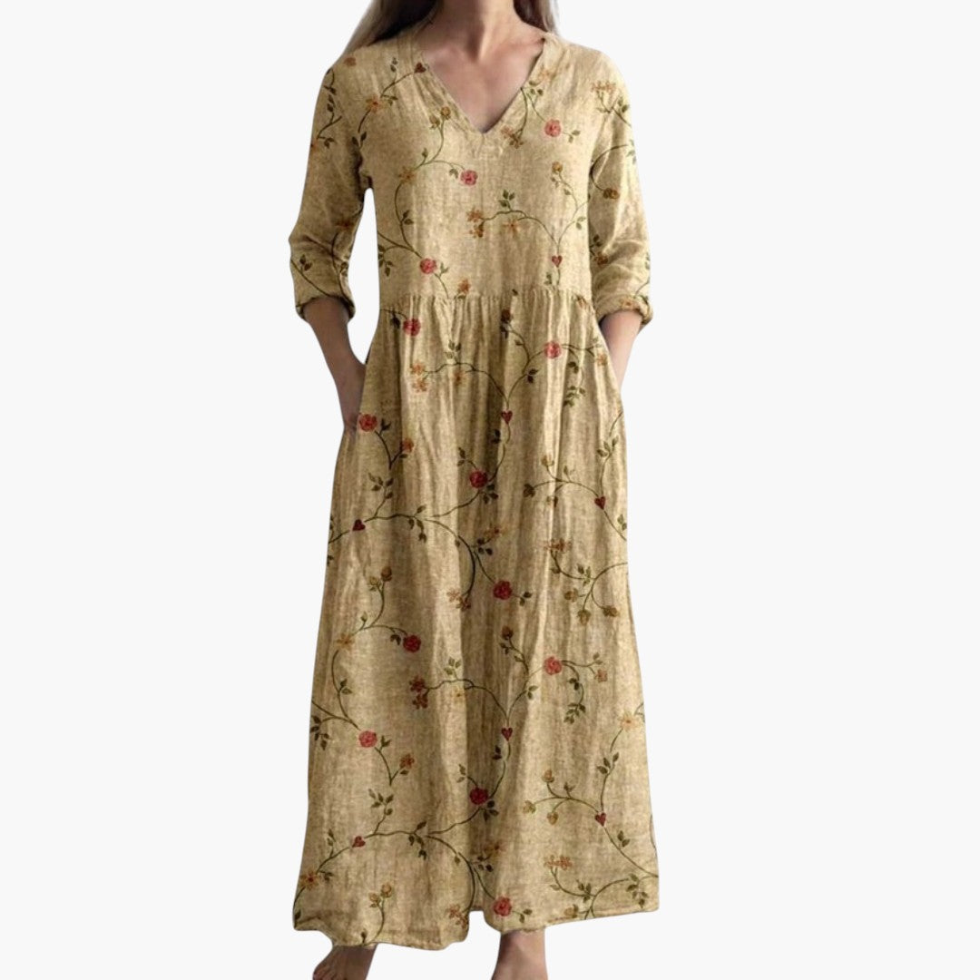 Dame V-Hals Boho Maxi Kjole