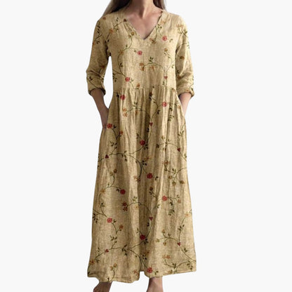 Dame V-Hals Boho Maxi Kjole