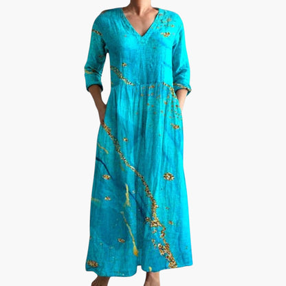 Dame V-Hals Boho Maxi Kjole