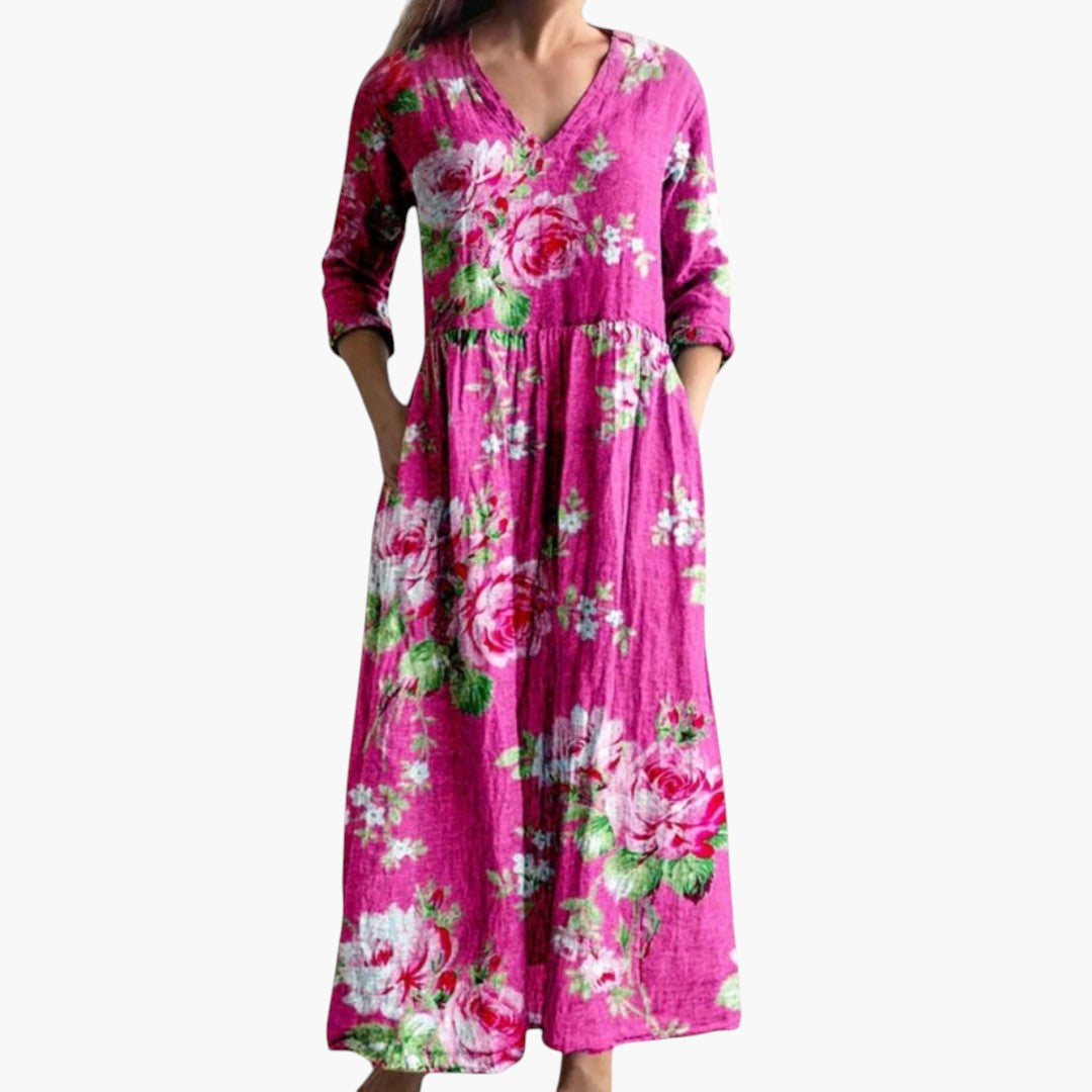 Dame V-Hals Boho Maxi Kjole