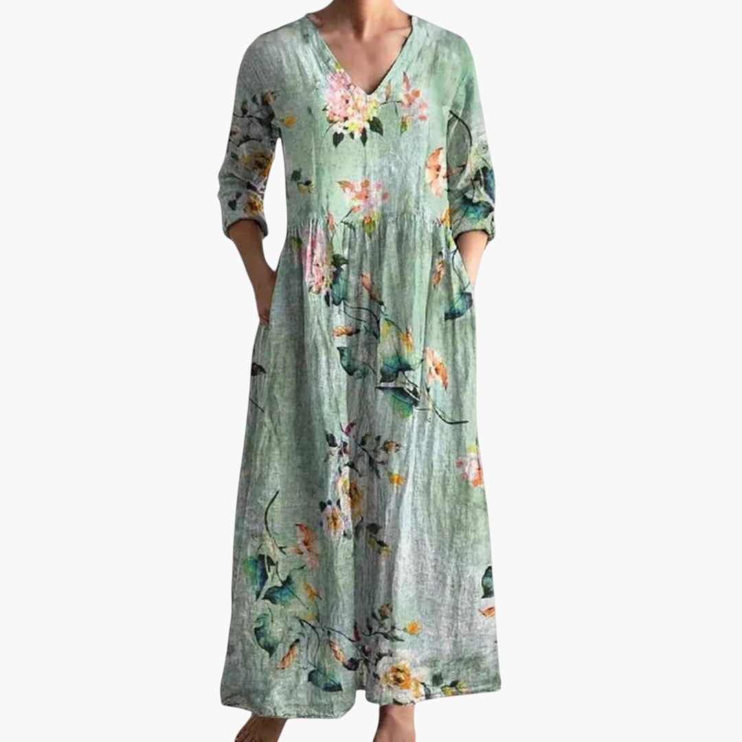 Dame V-Hals Boho Maxi Kjole