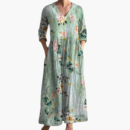 Dame V-Hals Boho Maxi Kjole
