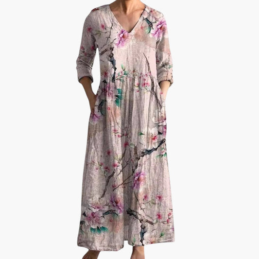 Dame V-Hals Boho Maxi Kjole