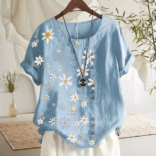 Damebluse med Peter Pan-krave og blomstermønster
