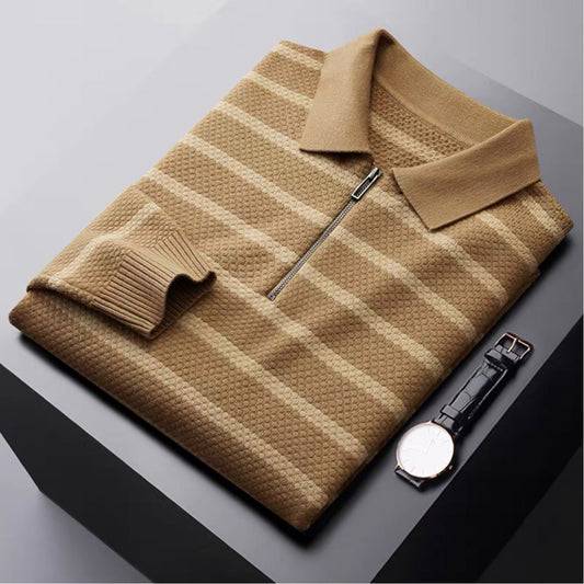 Régis | Polo Rayé Homme à Quart de Zip - Image 2