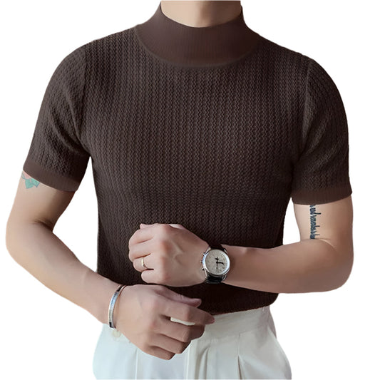 Xavier | T-shirt texturé à col haut et coupe étroite pour un style urbain moderne - Image 1