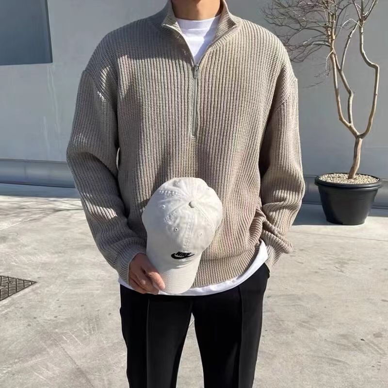 Eusèbe | Pull à Col Montant Zippé et Côtelé pour Homme - Image 3