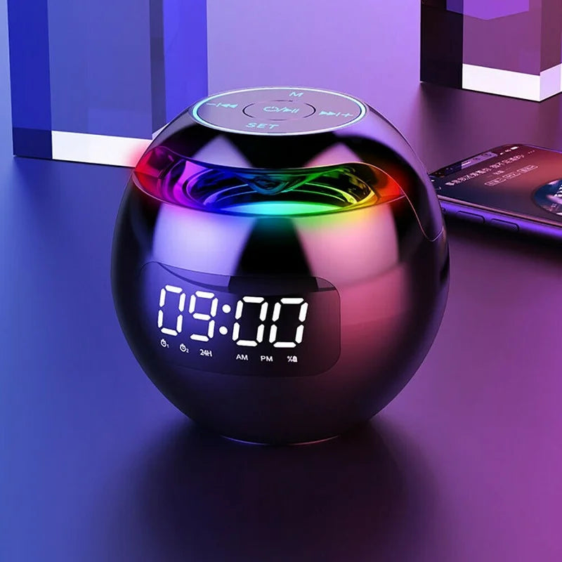 Digital LED Vækkeur med Bluetooth Højttaler & Farverigt Nattelys – Bevægelsessensor, Genopladelig, 5W Lyd