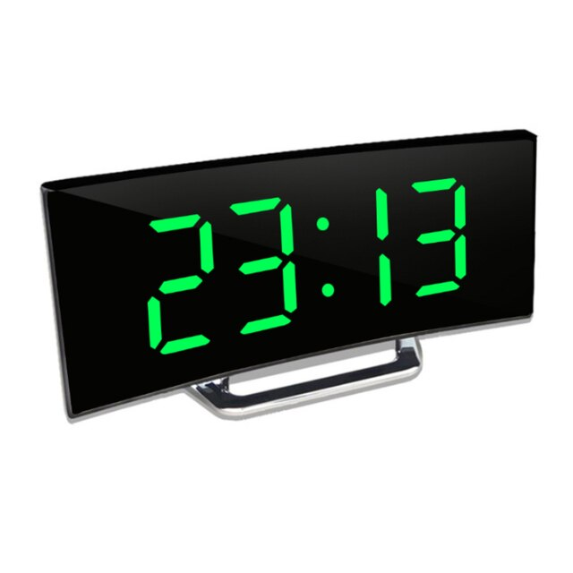 Digital Ur | LED Spejl Alarmur | Automatisk Dæmpning Blændfri | CurveClock