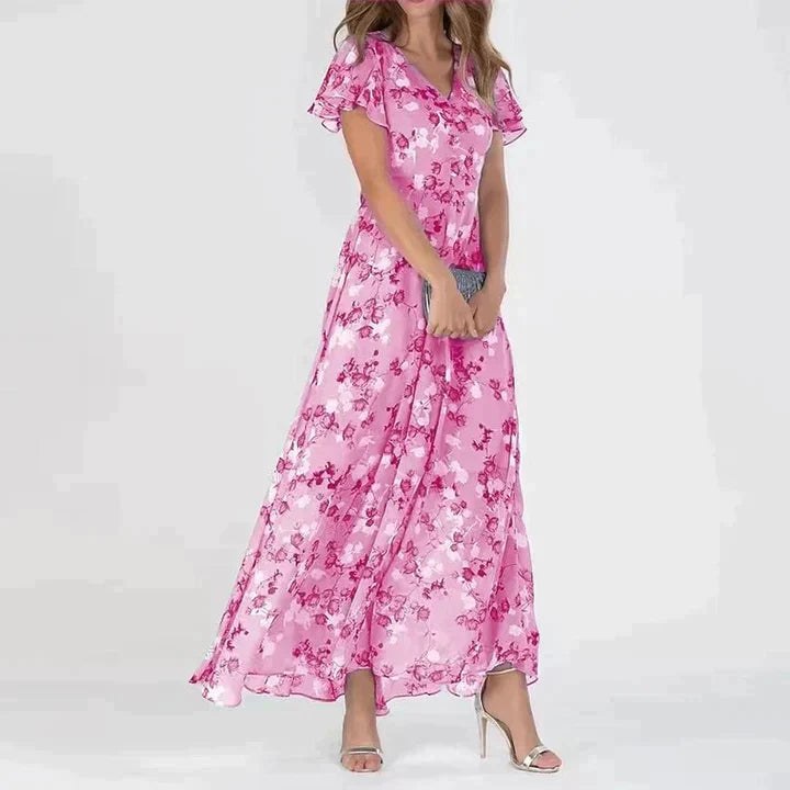 Image of Dina | Dame Blomstret V-Hals Maxikjole