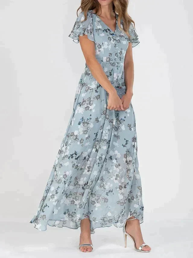 Image of Dina | Dame Blomstret V-Hals Maxikjole