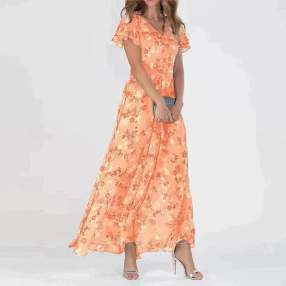 Image of Dina | Dame Blomstret V-Hals Maxikjole