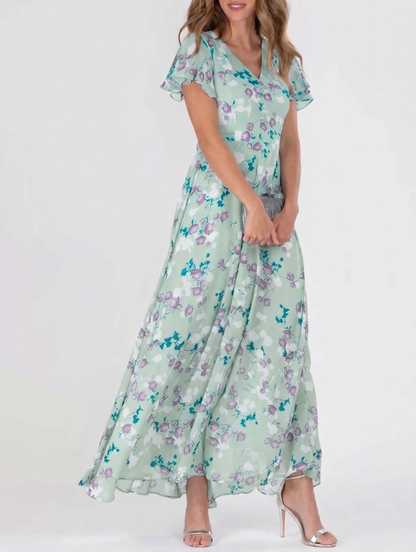 Dina | Dame Blomstret V-Hals Maxikjole - Image 1