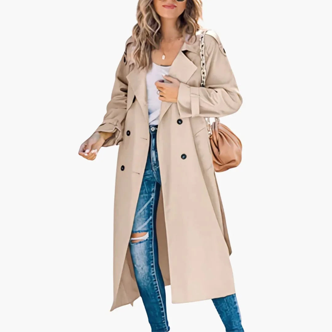 Dobbeltradet trenchcoat til damer