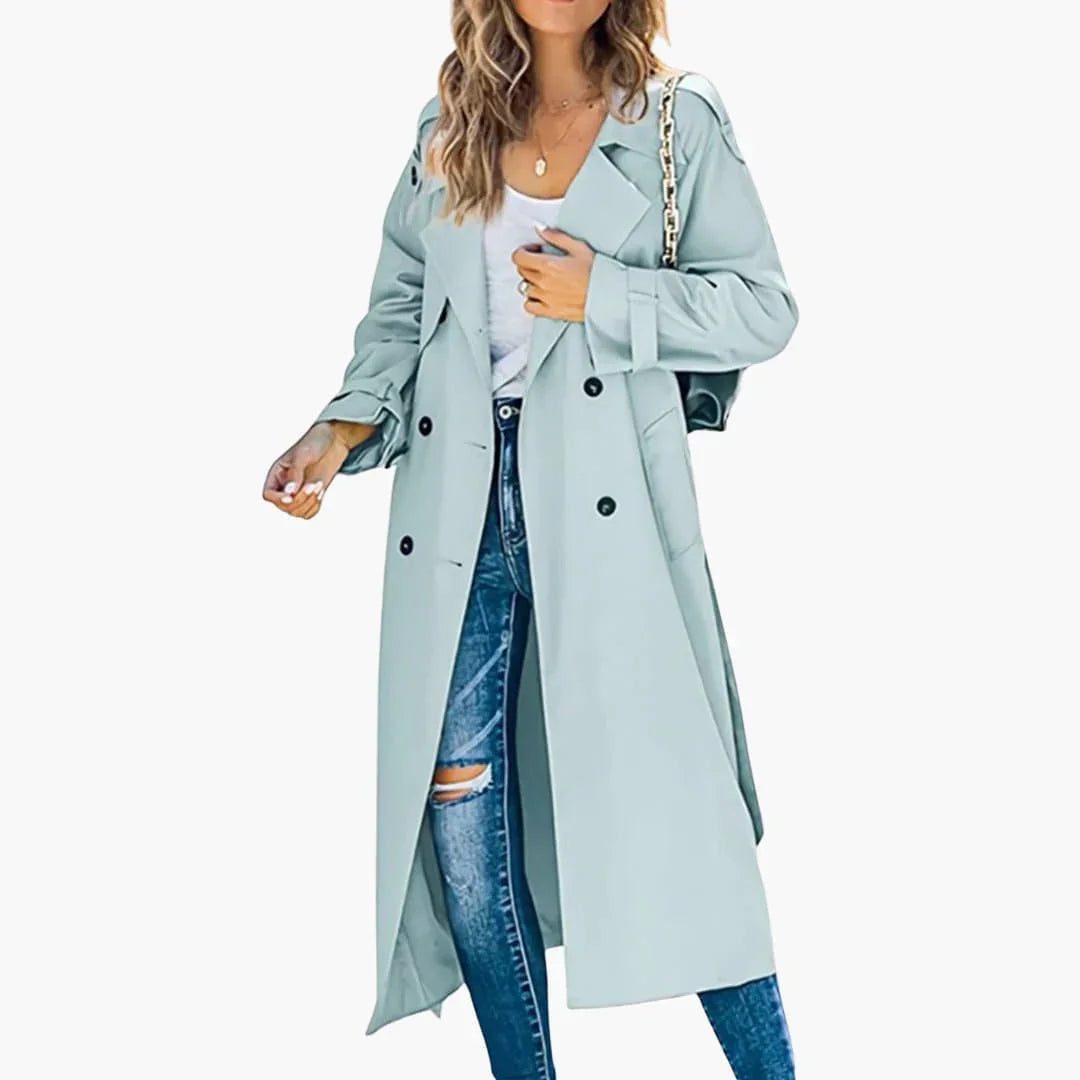 Dobbeltradet trenchcoat til damer